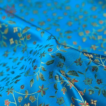 Sielovados stiliaus elegantiškas oranžinė mėlyna gėlių žakardo brokatas audinio suknelė kailis audinys audinys siuvimo telas tecidos SP4401