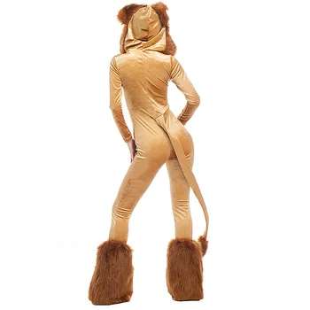Seksualus Apatinis Trikotažas Deluxe Liūtas Jumpsuit Kostiumas Vienodas Cosplay Fancy Dress P1715