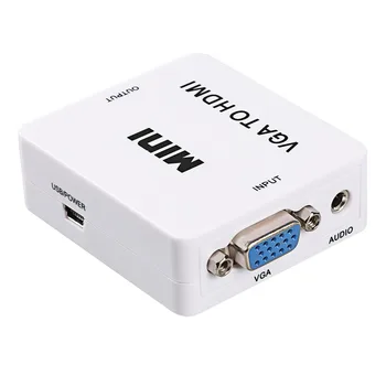 Mini HD 1080P VGA Į HDMI HDTV Video Converter Box Adapteris Su Audio iš KOMPIUTERIO, Nešiojamojo kompiuterio į HDTV Projektorius