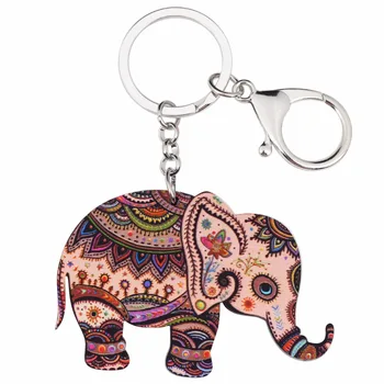 Bonsny Akrilo Jungle Elephant Papuošalai Raktų Pakabukai Keyrings Moterų Mergina Bag Vairuotojo Automobilio Raktas Rankinės, Piniginės Pakabukai Keychain