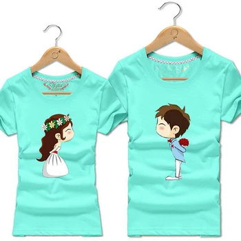 Juokingas Mielas Animacinių Filmų Marškinėliai Moterims, Vyrai, Poros Drabužių Iki 2017 M. Vasaros Trumpomis Rankovėmis Moteriška T-Shirt Harajuk Kawaii Viršūnes Camisetas Mujer