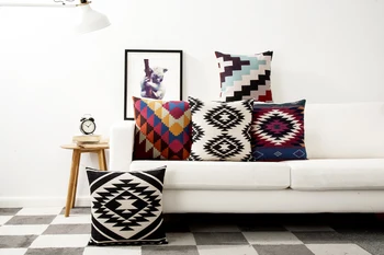 Elegantiškas Batikos Stiliaus Retro Genčių Derliaus geografija Šiaurės spalvinga pagalvėlė padengti pagalvių užvalkalai 45cm*45cm 1PCS 3 serijos įvairių