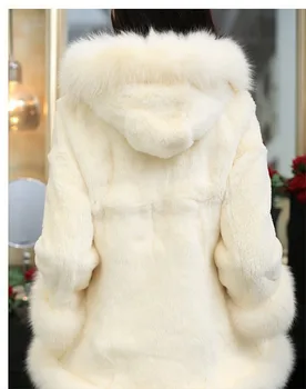 S-4XL žiemos naujas imitacija lapės kailiniai su gobtuvu kailis Artimųjų Rytų prabanga moterų dirbtiniais kailiais striukė paltai moterims suknelė didelio dydžio wj1232