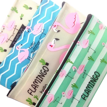 12pcs/daug NAUJŲ mados Flamingo kaktusas vandeniui pieštukas maišelį pen krepšiai Kawaii Bilietų krepšys Saugojimo krepšys graži dovana vaikams kolekciją