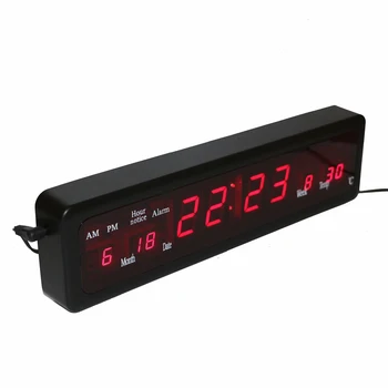 Darbalaukio Elektroniniai žadintuvai Skaitmeninis LED Sieninis Laikrodis su Patalpų Temperatūros Kalendoriaus Savaitės Dienos Houly Varpelių Raudona Ekranas