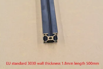 Juoda 3030 aliuminio štampavimo profilis europos standartinis ilgis 500mm sienelių storis 1,8 mm aliuminio profilio workbench 1pcs