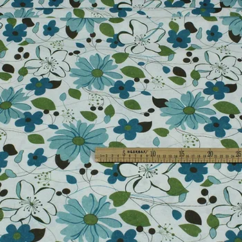 Medvilnės ir lino SIELOVADOS rožinė mėlyna ruda didelis gėlių spausdinti tekstilės 