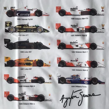 Visi F1 Ayrton Senna sennacars T-shirt Viršuje, Medvilnės Lycra Vyrų marškinėliai Naujas Dizainas
