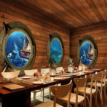 Foto tapetai, 3D stereo piratų povandeninio pasaulio tapetai restoranas tapetai, vaikų kambario tapetai, freskos