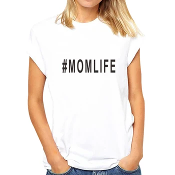 Slithice MOMLIFE Laišką, print t-shirt casul trumpas rankovės marškinėliai moterims balta juoda vasaros moterų viršūnių tees