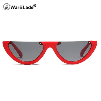 WarBLade Cool, Madinga Pusė Kadro Taškus Cat Eye Akiniai nuo saulės Moterims, Aišku, Prekės Dizaineris Saulės akiniai Moterų Oculos de sol