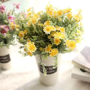 Dirbtinis Daisy Gėlių Puokštė Imitavimo Įrenginių Netikrą gėlės Marguerites Gėlių Namų Vestuvių Dekoro Flores Priedai