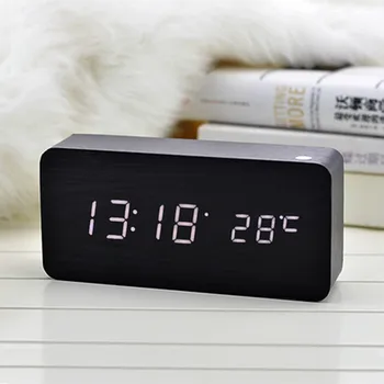 Antikvariniai Staliniai Laikrodžiai Su Trijų Signalizacijos Grupės LED Silent Laikrodis Skaitmeninis Žiūrėti Valdybos Miegamojo Mediniai Bambuko Despertador Namų Dekoro
