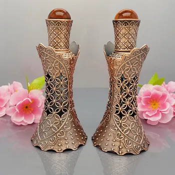 SAMBETTE 1pc 12ml Antiqued Metalo, Stiklo Butelį Arabų Stiliaus Eterinių Aliejų Buteliuką su Stiklo Užkratas Artimųjų Rytų Kvepalų Aliejaus Butelis
