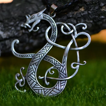 1pcs Langhong Skandinavijos Vikingai Karoliai Skandinavijos Dragon Amuletas pakabukas Karoliai Skandinavų Papuošalai Talismanas