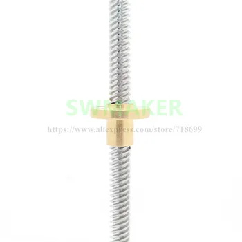 SWMAKER T8 * 2 švino varžtas 375 mm / 570mm švino trapecijos formos varžtas& žalvario, Vario veržlė varžtas lazdele Reprap Prusa 3D spausdintuvas