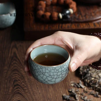 1PCS WIZAMONY Drinkware Longquan spalvos jūros vandens Kinų Porceliano, Keramikos kinijos Kung Fu teacup Crackle Glazūra arbatinukas arbatos rinkinys dubuo