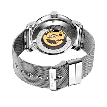 ORKINA Prekės ženklo Vyrai Visą Nerūdijančio Plieno Žiūrėti Vyrų Skeletas Automatinis Mechaninis laikrodis Savarankiškai Vėjo Vyrų Suknelė Laikrodis Relogio Masculino