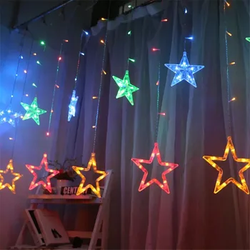 Kalėdų Žiburiai AC 220V ES Plug Romantiška Fėja Star LED Užuolaidų String Apšvietimas Atostogų Vestuvių Girliandą Šalies Apdaila