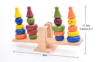 Nemokamas pristatymas Montessori mokymo priemones vaikams, mediniai vaivorykštės bokštas balansas žaislai, vaikų klounas balansas blokai