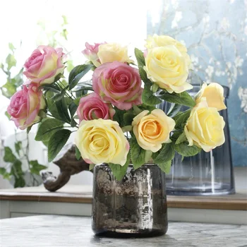 7 Vadovai (Krūva Dirbtinio Šilko Prancūzijos Rožė Gėlių Puokštė Netikrą Gėlę Organizuoti Stalo Vestuvių Namo Šalis Dekoro Priedų