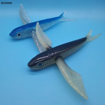 120g/22cm flying fish jaukų bionic minkštas masalas žvejoti tunų aliejus, jūros plokštuma, Minkštas masalas žvejybos masalas
