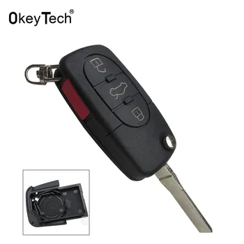 OkeyTech Pakeitimo Apversti Kartus Nuotolinio Automobilio Raktas su Lukštais Optikos Audi A2 A3 A4 A6 A8 TT Pūko Fob Padengti 3+1 4 Mygtukai CR2032