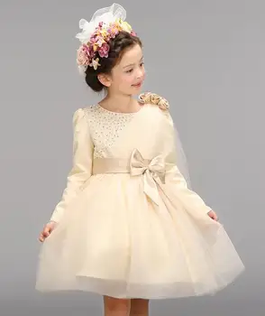 Nemokamas pristatymas 2017 New Baby Princess Vaikai Ilgai Nėrinių Nėrinių Suknelė Mergaitėms Šalis Medvilnės Vaikų Drabužiai, Vestuvinės Suknelės Už 3-12Y