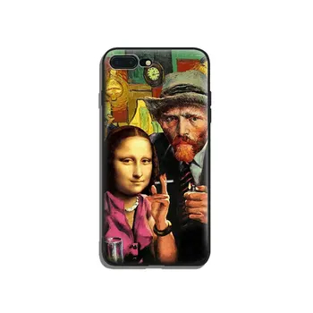 Van Gogh Mona Lisa Klaidingą Įdomus meno Tpu Minkštas Silikoninis Telefono dėklas Padengti Shell 
