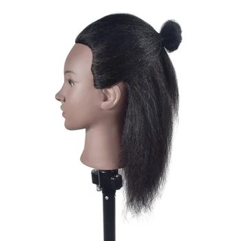 Kirpyklų Afro Skrybėlę Ekranas Mokymo Vadovas tikrą Plaukų Manekenas Su 14