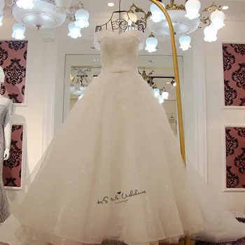 Vestidos de Noiva Princesa Renda Senovinių Vestuvių Suknelė iki 2018 m. Blizgučiais Nėrinių Kinija Vestuvinės Suknelės Karoliukai Lankas Ilgai Traukinio Vestuvių Suknelės