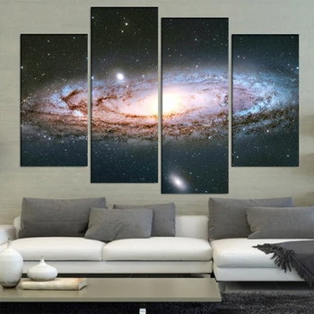 Sienos paveiksl Namų Dekoro Plakato Rėmas 4 Gabalus Andromedos Galaktika Žvaigždėtas Dangus Abstraktus Peizažas HD Spausdinti Šiuolaikinės Drobė, Tapyba