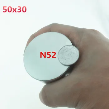 Neodimio magnetas 50x30 N52 retųjų žemių super stiprus, galingas apvalus suvirinimo paieškos magnetas 50*30mm galio metalo, elektromagnetas
