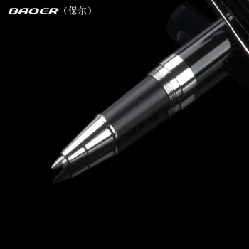 Originali Baoer 521 Roller Ball Pen Full metal Matinė Juoda Roller ball Pen Sidabro Įrašą 0,5 mm vidutinis Plunksnų Verslo raštinės reikmenys