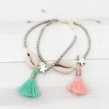 Dongmu papuošalų bohemiškas stilius mada ranka virvę pinti apyrankę paplūdimys, shell elementas mergaitę apyrankę lady gimtadienio dovana