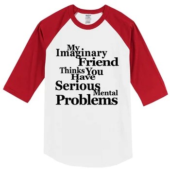 Vasaros 2018 vyriški T-shirt spausdinti Mano Įsivaizduojamas Draugas Mano, Turite Psichikos Problemų, prekės ženklo drabužių crossfit viršūnes raglan marškinėliai