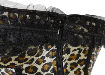 Seksualus Leopard korsetas Parodijos drabužių ir laukinių bustier su karšto mini sijonas S-2XL Dainininkė Kostiumų Karnavalas suknelė