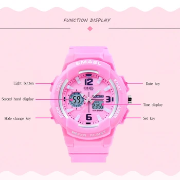 SMAEL Prekės ženklo Mados Moterų Sporto Laikrodžiai LED Skaitmeninis Kvarco Karinės Laikrodis Vyras Žiūrėti Berniukas Mergaitė Studentų Daugiafunkcinis Laikrodis