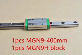 MR9 9mm linijinis geležinkelių vadovas MGN9 ilgis 400mm su MGN9C ar MGN9H linijinis blokuoti miniatiūriniai linijinio judesio vadovas būdu 1pcs