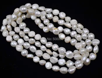 120cm white 9-10mm Baroko dirbtiniu būdu išaugintų perlų vėrinį nemokamas pristatymas