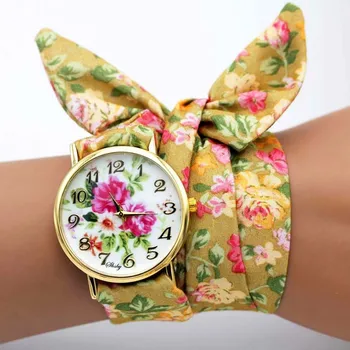 Shsby dizaino Ponios gėlių medžiaga laikrodis mados moterų suknelė, žiūrėti aukštos kokybės audinio žiūrėti saldus mergaičių Apyrankę žiūrėti