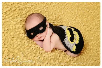 Nėrimo Betmenas Kūdikių Fotografija Rekvizitai Naujagimiui Super Herojus Apranga, Kūdikių BERNIUKŲ, Ateina į Namus Drabužius Batman Kostiumas 1set