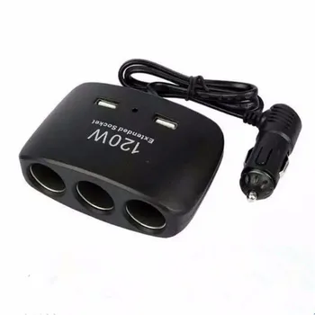 3 Būdas 120W Automobilį Auto Cigarečių Degiklio Splitter Maitinimo Adapteris su Dual USB Automobilinis Įkroviklis iphone samsung Car DVR GPS ir tt