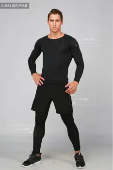 2017 18 karšto apatinis trikotažas vyrams, apatinis trikotažas rinkiniai 3/vnt suspaudimo apatiniai vyrų fitneso drabužių
