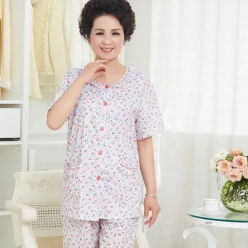 Labai Didelio Dydžio Pižama Sleepwear Moterims Short-Sleeve Plonos Medvilnės Megztinis Trumpomis Rankovėmis, Pajama Rinkinys