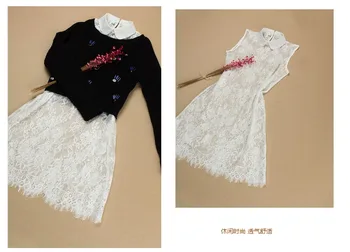 Moterų, Mergaičių, Nuimamas Priedai Kaklo Dekoras moterų netikrą ilgai dekoratyvinių nėrinių Marškinėliai lady nauji marškinėliai megztinis laukinių netikrą apykaklės