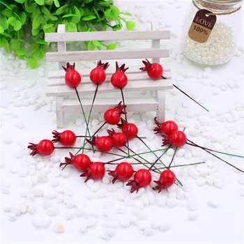 20pcs Mini Granatų Vaisių Netikrą Sklandžiai Stiklo Mažų Uogos Dirbtinio Šilko Gėlių Red Cherry Vestuvių Namų Kalėdų Dekoratyvinis