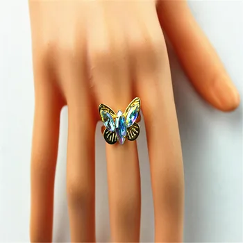 Naujas populiarus, moterų spalvingas didmeninė juvelyrika fabrikas merginos berniukas ryškių drugelis mėgėjams žiedas nemokamai shippingSETS