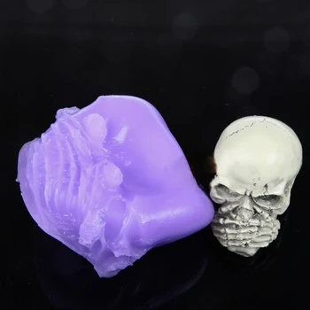 Helovinas silikono formos kaukolė žvakių liejimo formos handemade muilo formų Skeletas galvą į jo burną formos pelėsių kvapas, akmens liejimo formos