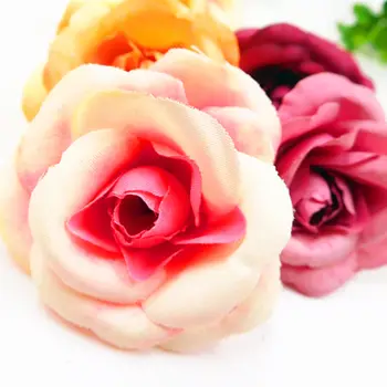 10 VNT. (4.5 cm/a) dirbtinės mini šilko raudona rožė gėlių žiedų galvučių namų, sodo puošmena 